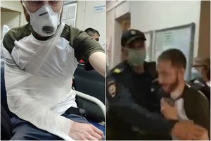 Referendumą Rusijoje drebina skandalas: policininkas sulaužė ranką žurnalistui, paviešintas vaizdo įrašas