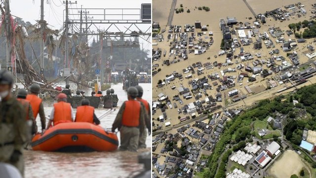 Galingos liūtys užklupo Japoniją: daugiau kaip milijonui gyventojų rekomenduota evakuotis
