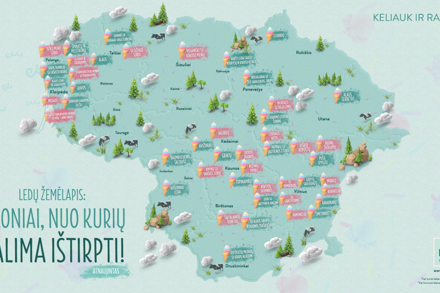 Sudarė žemėlapį, kur galite paragauti netikėčiausių skonių ledų.<br> „Keliauk Lietuvoje“.