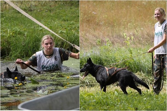 Biatlono varžybose – VSAT kinologių su tarnybiniais šunimis pergalė: brido ir per pelkes, ir upes