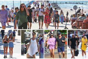 Palangoje šiluma ir saulė išviliojo poilsiautojus į gatves: demonstruoja įdegusius kūnus