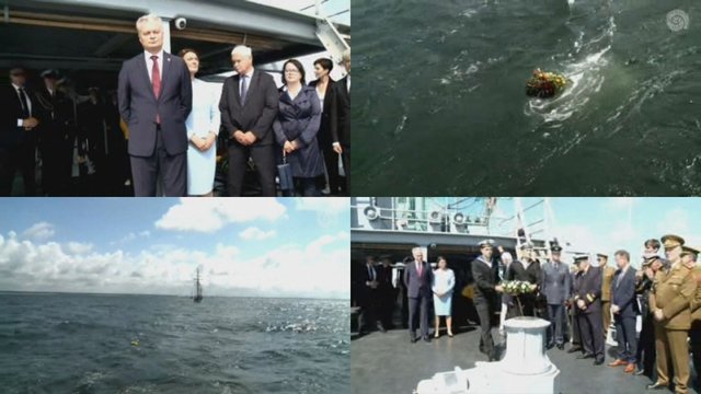 Jūros šventėje pagerbti žuvusieji Baltijos jūroje: ceremonijoje dalyvavo ir G. Nausėda su žmona
