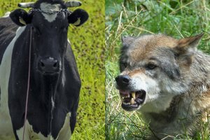 Rokiškio r. – kruvina išlikimo drama: pamiškėje besigananti karvė apsigynė nuo vilko