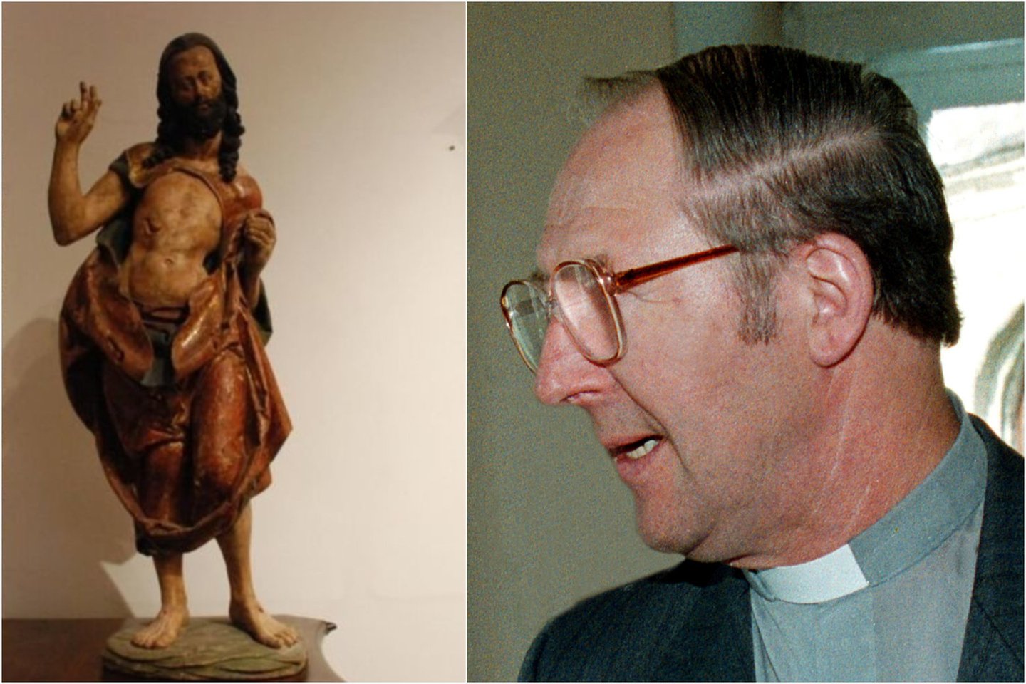 Skulptūros „Prisikėlęs Kristus“, kuri kadaise priklausė nužudyto kunigo Ričardo Mikutavičiaus kolekcijai, grįžimas į Lietuvą užtruko kone du dešimtmečius.<br>lrytas.lt koliažas
