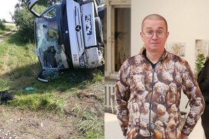 Dizaineris A. Pogrebnojus pateko į avariją: apsivertė su autobusu, teko daužti langą, kad keleiviai išliptų