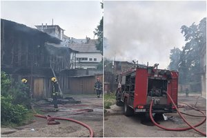 Kaune – mįslingas gaisras: pastatą Laisvės alėjoje liepsnos staigiai prarijo po BMW atvykimo