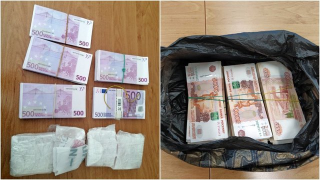 Medininkuose sulaikyta 200 tūkst. eurų ir 3 mln. rublių grynųjų pinigų kontrabanda