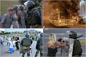 Trečiąją naktį Baltarusijoje – dar agresyvesni OMON manevrai: užpulti žurnalistai, vykdyti masiniai areštai