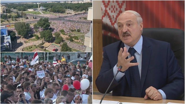 Istorinį protestą surengę baltarusiai sulaukė A. Lukašenkos atsako: į mitingą vežė per prievartą