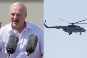 Minsko gamyklos darbuotojams šaukiant „išeik“, keiksmų sulaukęs A. Lukašenka išskrido sraigtasparniu