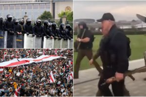 Po pranešimų apie evakuaciją A. Lukašenka į prezidento rezidenciją atvyko su ginklu rankose