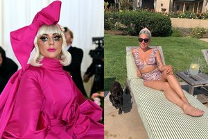 Lady Gaga nusimetė drabužius ir parodė lieknas kojas