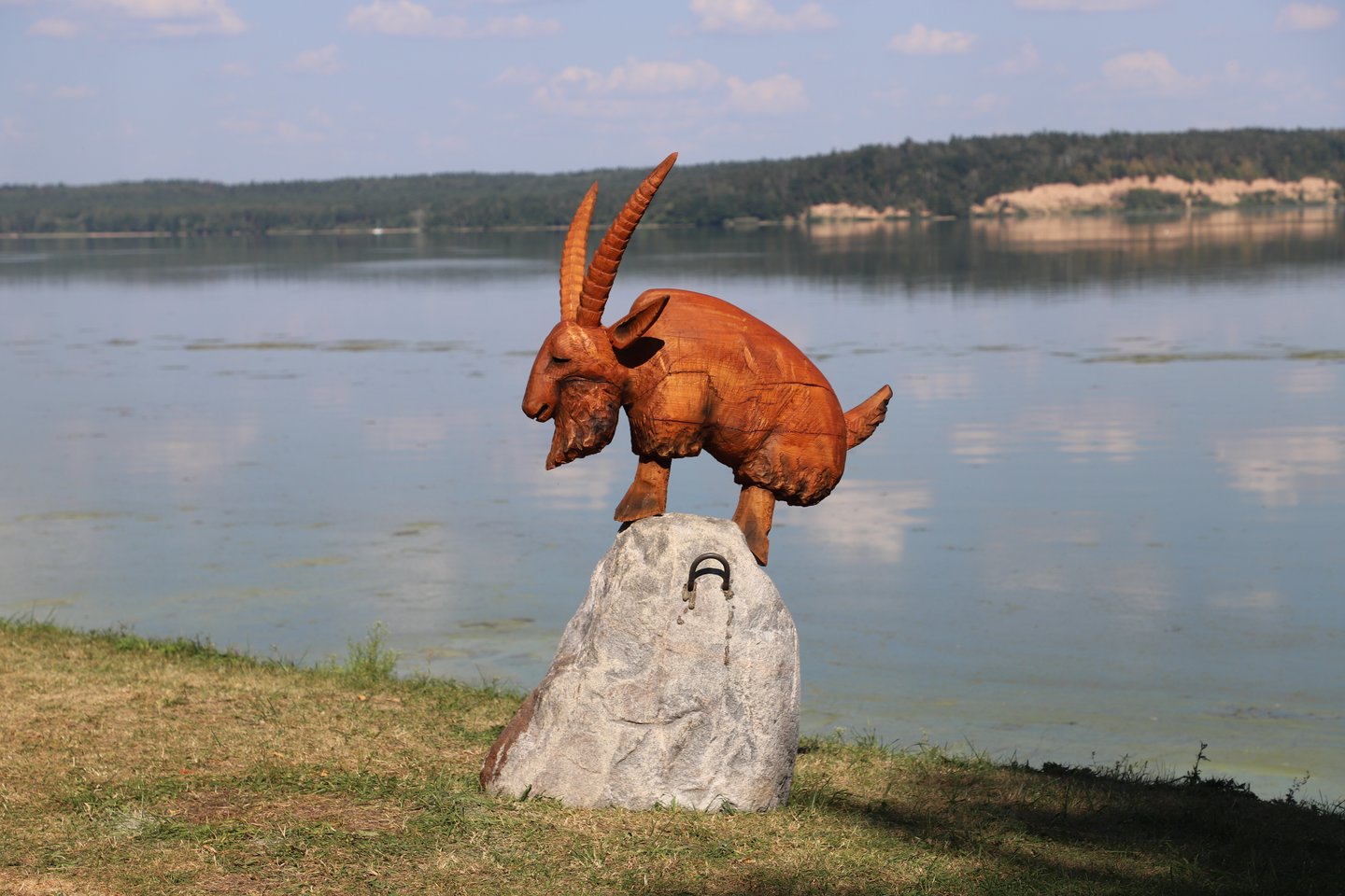 Įspūdingo dydžio skulptūras ant marių kranto sukūrė grandininių pjūklų meistrai, vadovaujami R.Uždravio. <br> Eltos (Kauno r. savivaldybės) nuotr.