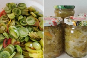 Tobulo skonio žalių pomidorų salotos žiemai 