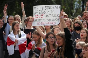 Studentų protestas Minske prasidėjo nuo sulaikymų