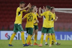 Lietuvos futbolo rinktinės kieme – šventė: pergalė Albanijoje nutraukė košmarišką seriją