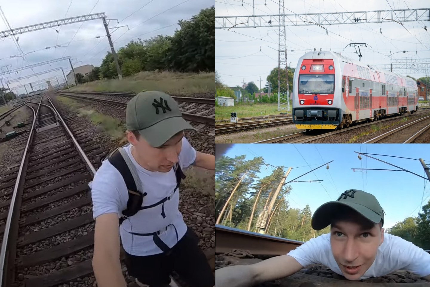 Iš Vilniaus į Kauną vaikinas nutarė keliauti per geležinkelio bėgius.<br>Youtube.com ir Lrytas.lt nuotr.