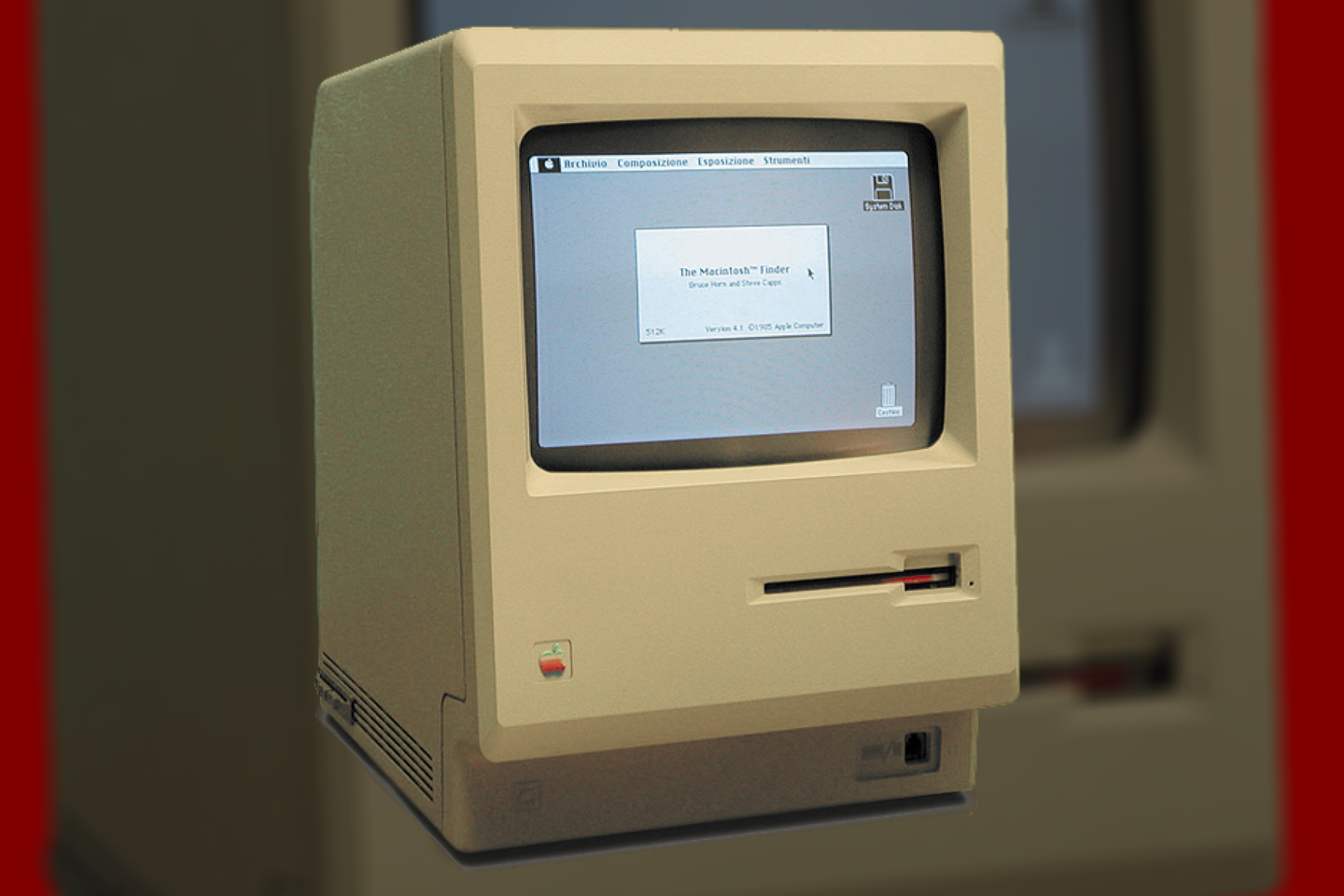  McIntosh obuolių veisle pavadintą „Apple“ kompiuterį pristatė reklama, žadėjusi perversmą kompiuterių rinkoje.<br> Wikimedia commons