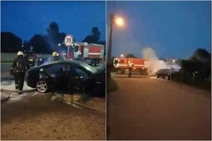 Didelė avarija Marijampolėje: vienas iš automobilių po smūgio užsiliepsnojo