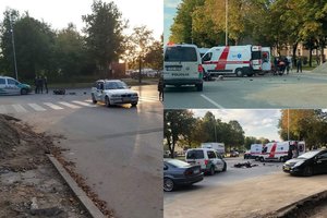 Šiauliuose susidūrė BMW ir motociklas – prireikė skubios medikų pagalbos