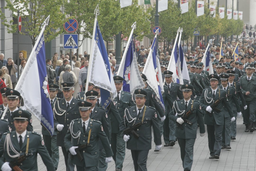 1921 m. Lietuvos policija (tuo metu vadinta milicija) pirmą kartą šventė savo profesinę šventę. Kaip profesinė šventė Policijos diena buvo atkurta 1990 m.<br>M.Vizbelio nuotr.