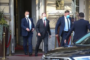 S. Skvernelis susitiko su E. Macronu: įvardijo, kokias temas aptarė