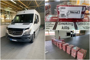 Medininkų ir Lavoriškių kelio postuose sulaikyti du identiški mikroautobusai su nelegaliomis cigaretėmis