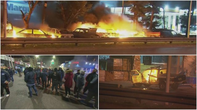 Nekalta demonstracija virto kriminalu: protestuotojai padegė automobilius, blokavo kelius