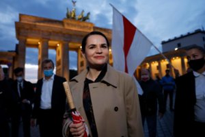 S. Cichanouskaja prieš susitikimą su A. Merkel prisidėjo prie protesto Berlyne