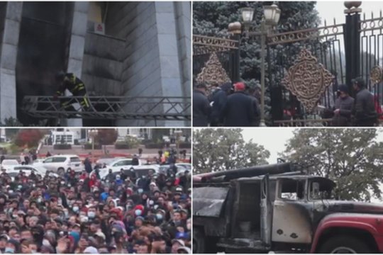 Neramumai Kirgizijoje: tūkstančiai protestuotojų užėmė Vyriausybės rūmus