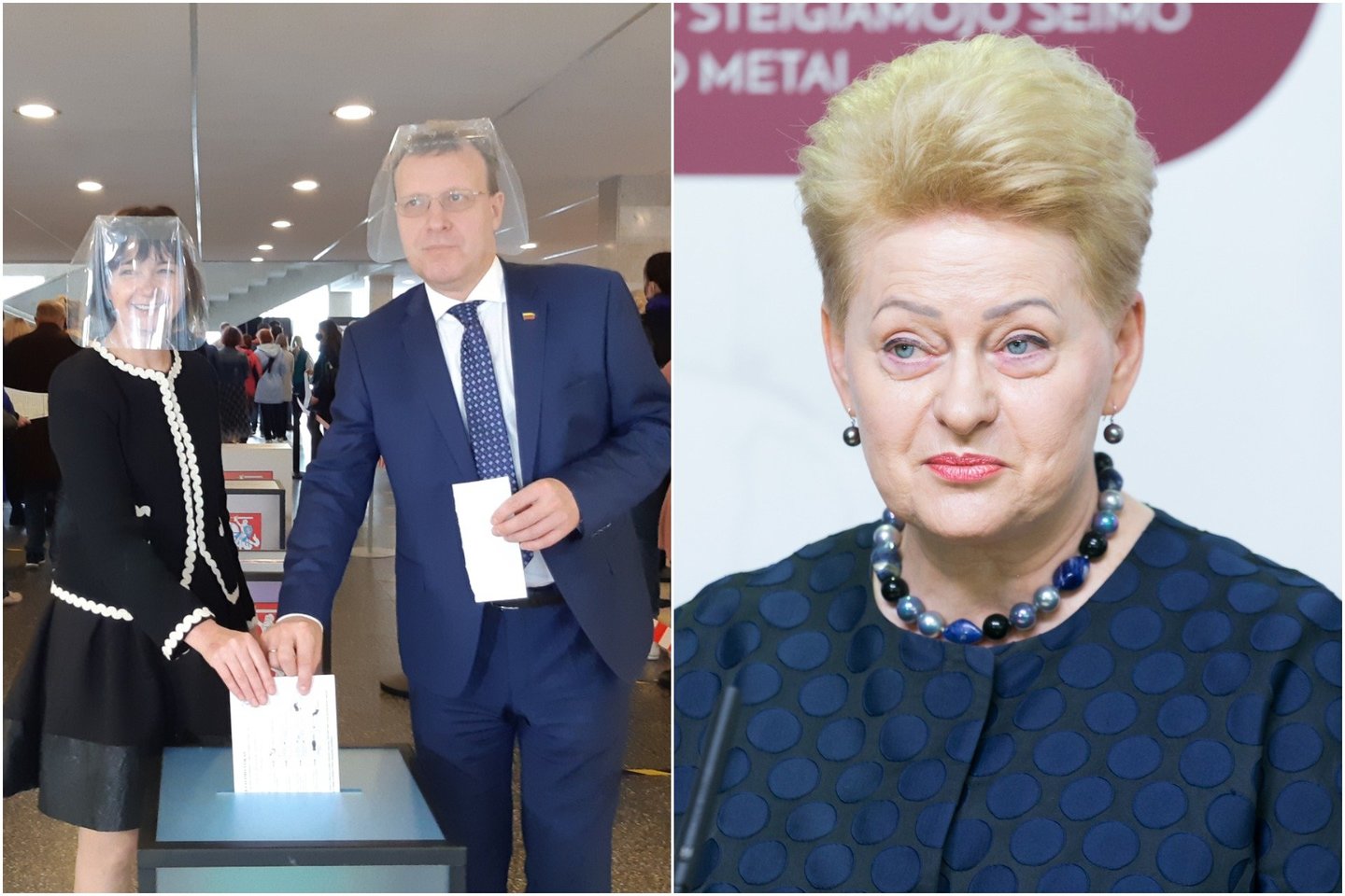  D.Grybauskaitė tikisi, kad žmonės balsuos atsakingai ir turės atsakingą Seimą, o N.Puteikis prakalbo, kad tikisi Seime turėti frakciją.<br> lrytas.lt koliažas.