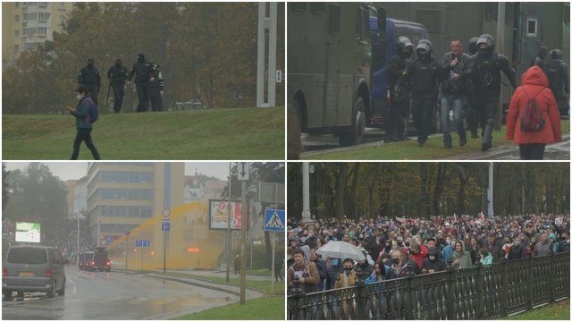 Eilinis „Omon“ savaitgalis Baltarusijoje: protestuotojus į areštinę vežė šimtais