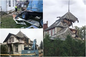 Buldozerio kaušu – per unikalią tarpukario Kauno vilą: po nelegalių darbų pastatas liko siaubingai sudarkytas