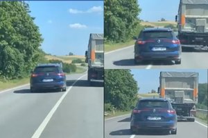 Policija persigalvojo: nežymėtą automobilį vairavęs ir ištisinę liniją kirtęs pareigūnas baudos neišvengs