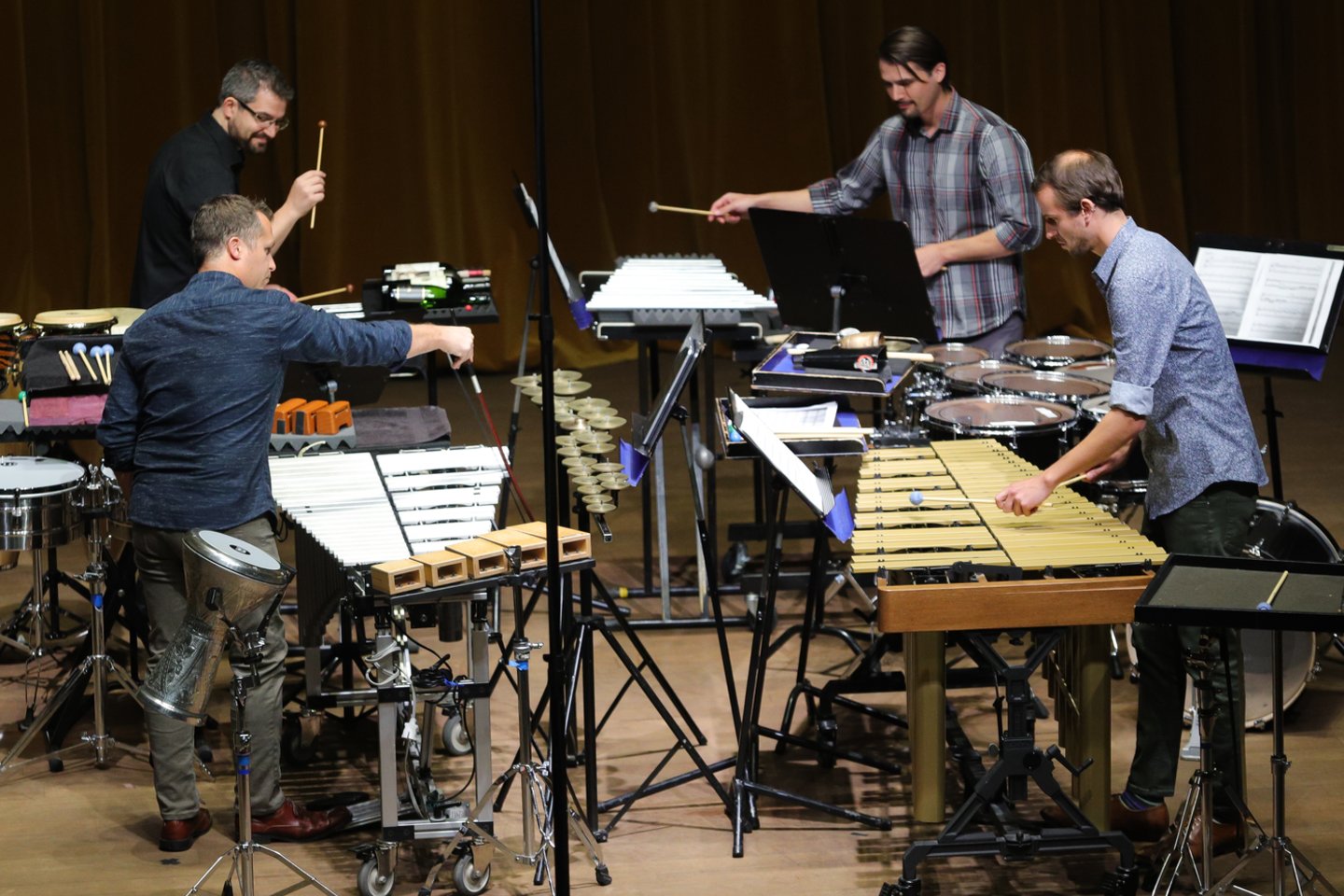 Tarptautinis aktualiosios muzikos festivalis „Gaida“ prasidėjo amerikiečių mušamųjų ansamblio „Portland Percussion Group“ koncertu.<br>D.Labučio nuotr.