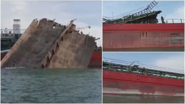 Nelaimė Rusijos naftos tanklaivyje: po sprogimo dingusiais laikomi trys laivu plaukę asmenys