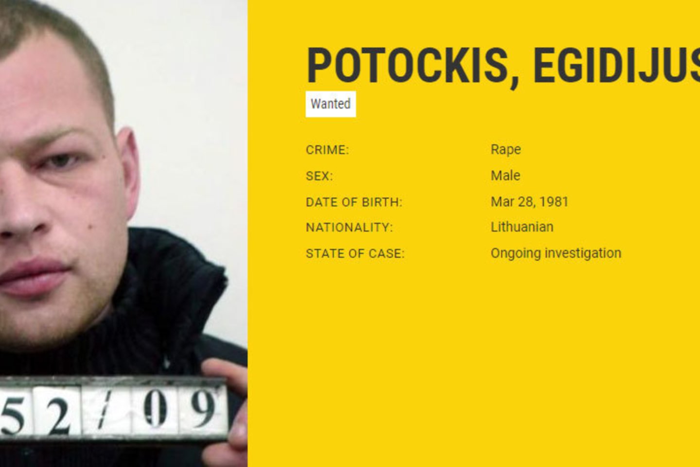  Egidijus Potockis.<br> eumostwanted.eu