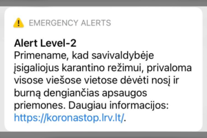 Telefonuose vėl aidėjo įspėjimai – priminė apie karantino taisykles
