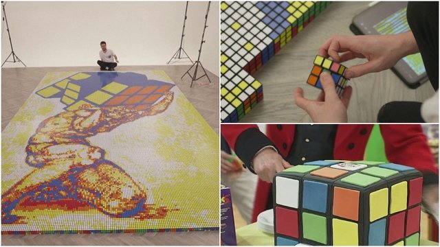 Sunku patikėti savo akimis: talentingas menininkas per 16 valandų 6000 Rubiko kubų pavertė šedevru