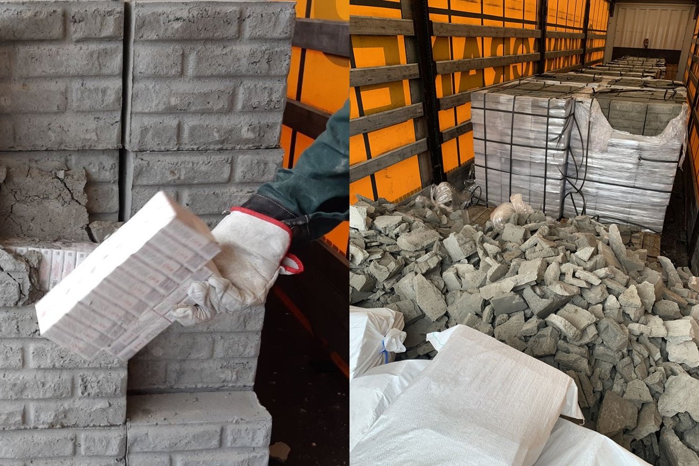 Ir cementiniuose blokeliuose, ir balduose – muitinės pareigūnai kontrabandą aptinka įvairiausiuose kroviniuose.