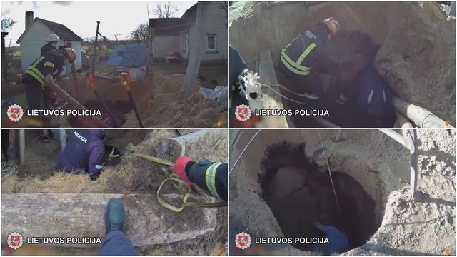 Užfiksuota gelbėjimo operacija: Varputėnų kaime išvaduotas gyvas palaidotas vyras