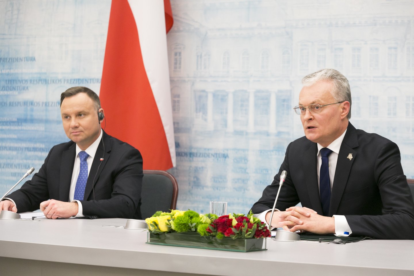 Lenkijos prezidentas Andžėjus Duda ir Gitanas Nausėda<br>T.Bauro nuotr.