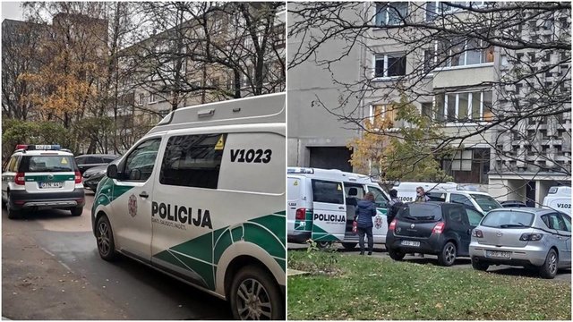 Vaizdai iš žmogžudystės vietos Vilniuje: kraujo klane rasta vyresnio amžiaus moteris