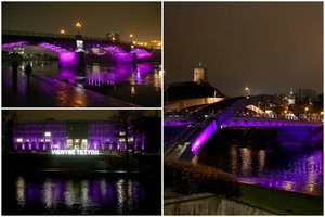 Per Lietuvą ritasi purpurinė banga – nušvito daugiau nei 30 pastatų