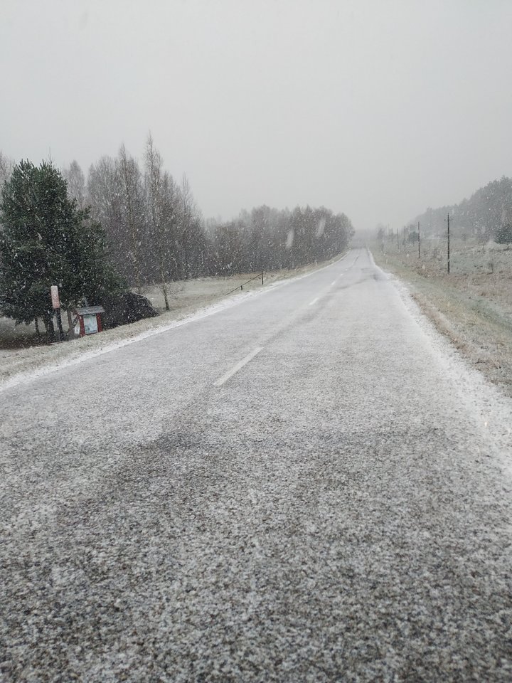  Pirmasis sniegas užfiksuotas Vilkaviškio rajone.<br>I. Grimailaitės nuotr.