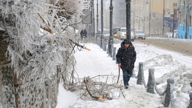 Vladivostoke iškrito ledinis lietus: šimtai tūkstančių liko be vandens ir elektros tiekimo
