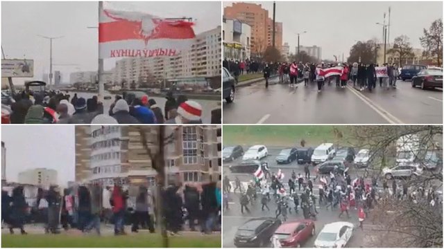 106-oji protestų diena Baltarusijoje: blokuojami keliai, prasidėjo demonstrantų sulaikymai