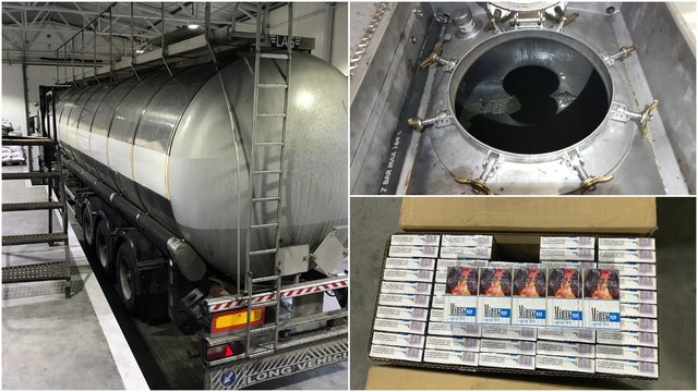 Sulaikyta 340 tūkst. eurų vertės kontrabanda: rūkalus slėpė aliejaus cisternoje