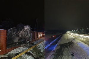 Neįtikėtinas BMW skrydis greta Vilniaus: perskridęs griovį, atitvarus ir „Audi“, įstrigo tvoroje