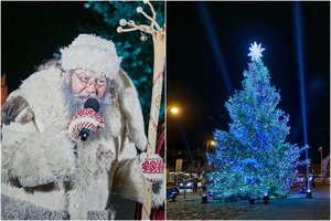 Kalėdų eglę įžiebęs Rokiškis sulaukė išskirtinio svečio – pasirodė senelis Kalėda